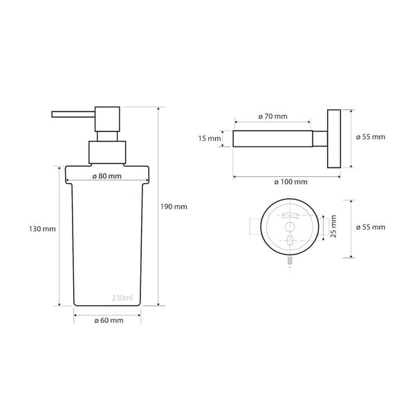 Nerūsējošā tērauda piekaramais ziepju dozators sudraba krāsā Sapho X-Steel, 250 ml-image-1