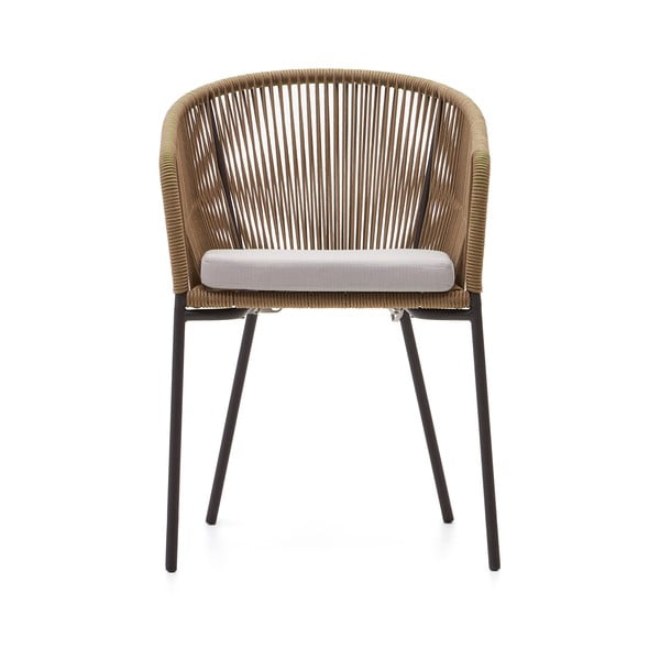 Bēšs metāla/polsterēts dārza krēsls Yanet – Kave Home-image-2