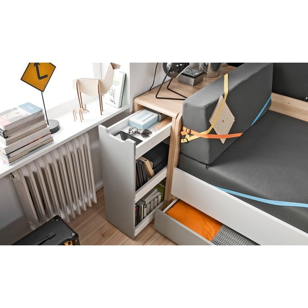 Skapītis ar pelēkām durvīm vienvietīgai gultai Vox Evolve-image-3