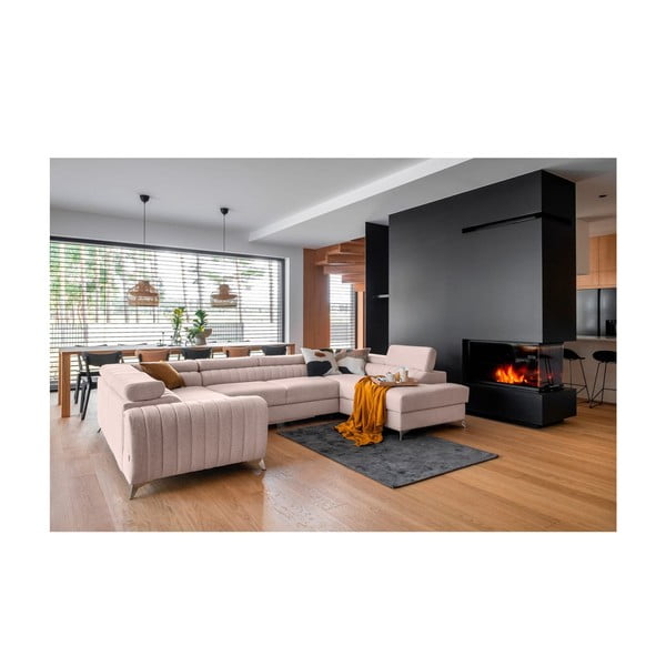 Rozā salokāms/ar uzglabāšanas vietu stūra dīvāns (ar labo stūri/U veida) Louis – ELTAP-image-1