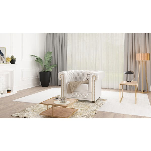 Balts mākslīgās ādas krēsls York – Ropez-image-1