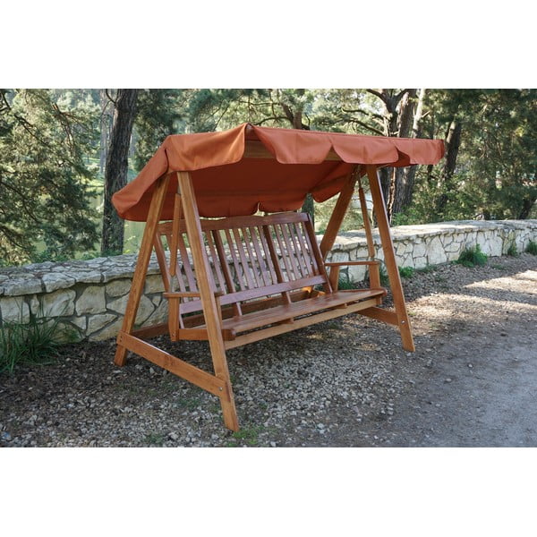 Brūna masīvkoka dārza šūpoles Luisa – Rojaplast-image-2