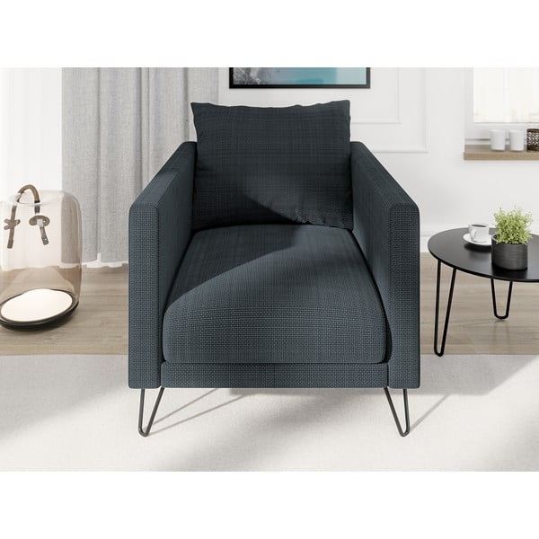 Tumši pelēks atpūtas krēsls no šenila auduma Freya – Ropez-image-1