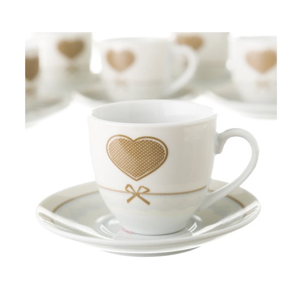 6 tasīšu un apakštasīšu komplekts uz metāla statīva Unimasa Heart-image-2