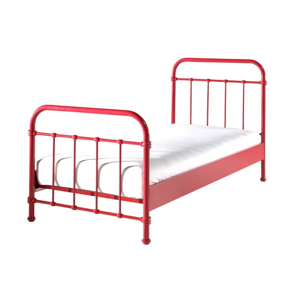 Sarkana metāla bērnu gulta Vipack New York, 90 x 200 cm