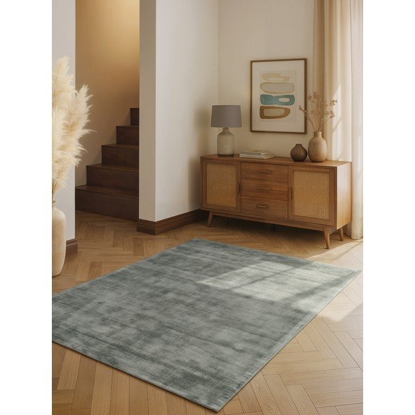 Gaiši zils ar rokām darināts viskozes paklājs 80x150 cm Noemi – Vikosa-image-1