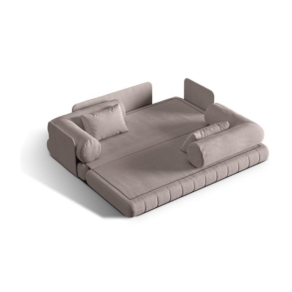 Pelēkbēšs salokāms dīvāns no buklē auduma 206 cm Kemi – Cosmopolitan Design-image-1