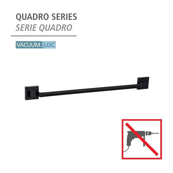 Melns nerūsējošā tērauda pašlīmējošs dvieļu turētājs Quadro – Wenko-image-4