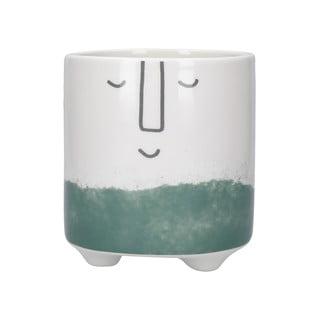 Balti zaļš keramikas puķu pods Kitchen Craft Happy Face