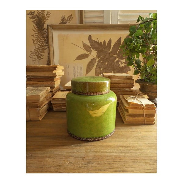 Zaļš keramikas trauks ar vāku Orchidea Milano, augstums 21 cm