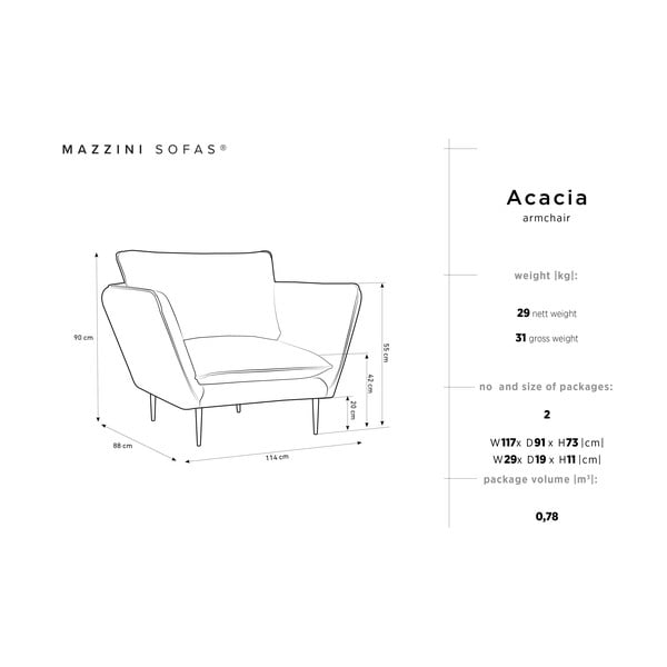 Bēšs samta krēsls Mazzini Sofas Acacia-image-3