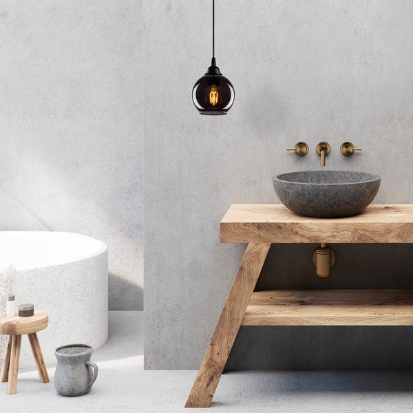 Melna piekaramā lampa ar stikla abažūru ø 15 cm Smoked – Opviq lights-image-3