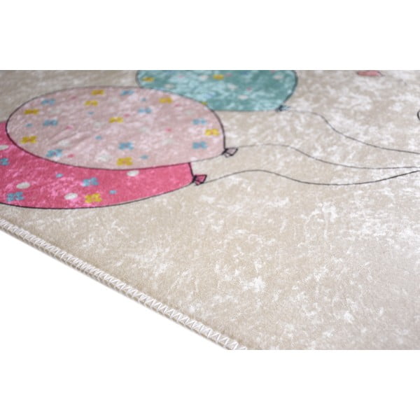 Rozā/ziloņkaula krāsas mazgājams bērnu paklājs 80x120 cm Girl & Baloons – Vitaus-image-2