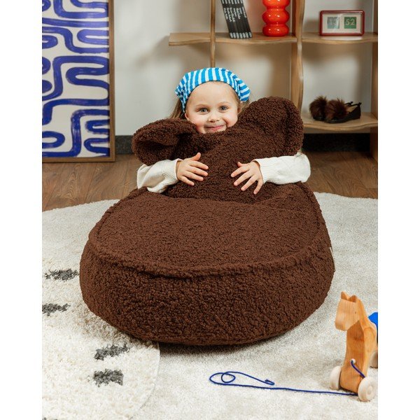 Tumši brūns bērnu sēžammaiss no buklē auduma Warm Hazel – Wigiwama-image-4