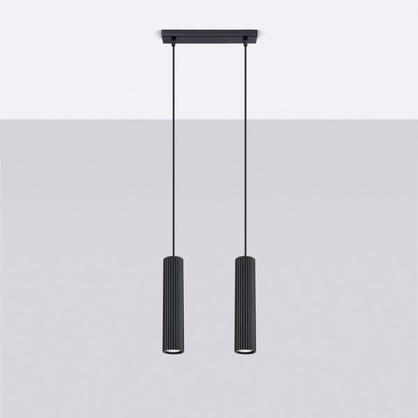 Melna metāla piekaramā lampa Gleam – Sollux-image-2