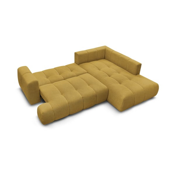 Sinepju dzeltens salokāms/ar uzglabāšanas vietu stūra dīvāns (ar labo stūri/L veida) Fuji – Bobochic Paris-image-4