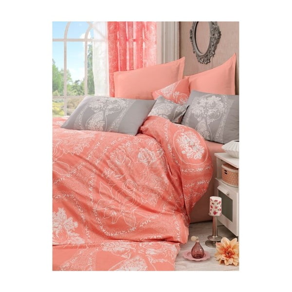 Oranža vienvietīga gultasveļa Lili, 160 x 220 cm