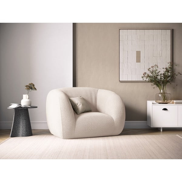 Krēmkrāsas atpūtas krēsls no buklē auduma Essen – Cosmopolitan Design-image-1