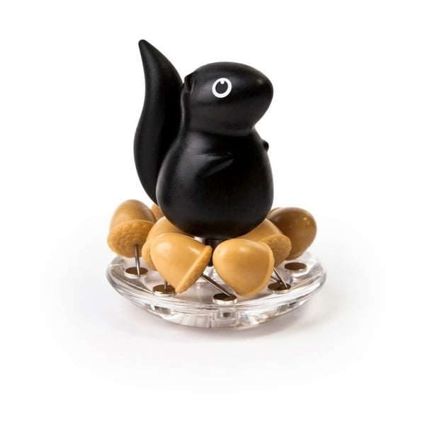 Melns statīvs ar piespraudēm Qualy Squirrel & Acorn