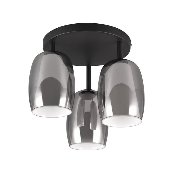 Melna/sudraba krāsas griestu lampa ar stikla abažūru ø 14 cm Barret – Trio Select