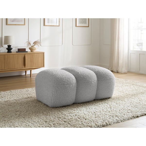 Gaiši pelēks kāju soliņš no buklē auduma Hippolyte – Bobochic Paris-image-1