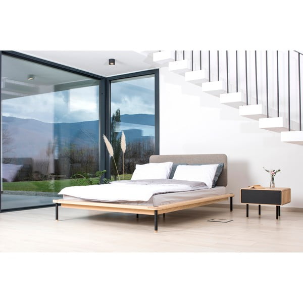 Divguļamā gulta no ozolkoka Gazzda Fina Nero, 140 x 200 cm-image-1