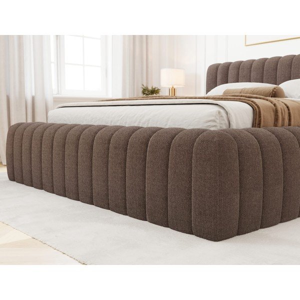 Brūna polsterēta divvietīga gulta ar veļas kasti un ar redelēm 180x200 cm Carilla – ELTAP-image-4