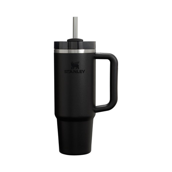 Melns nerūsējošā tērauda termoss ar salmiņu 890 ml Quencher H2.O FlowState™ Tumbler Black 2.0 – Stanley