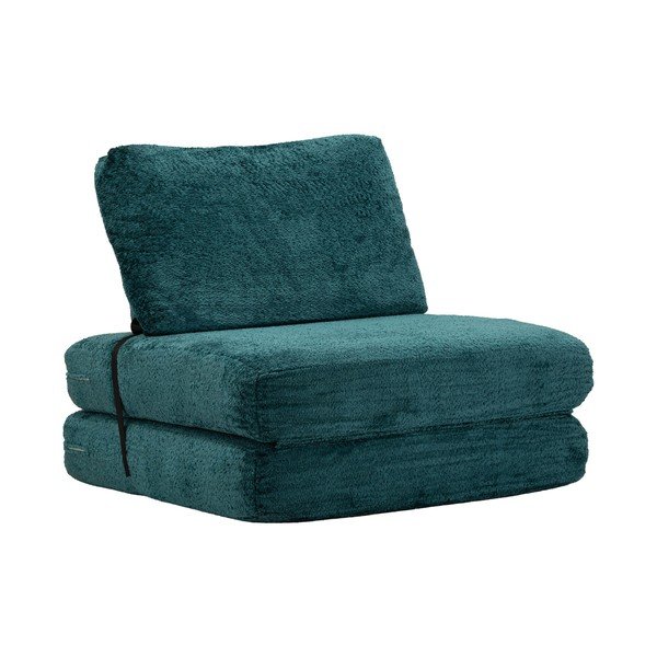 Zilganzaļš izvelkams atpūtas krēsls no buklē auduma Faster – Mauro Ferretti