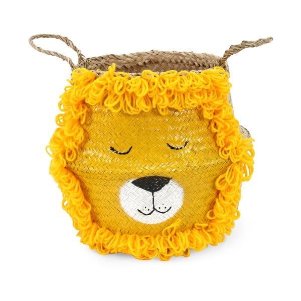 Dzeltens/dabīga toņa bērnu rotaļlietu grozs no jūraszāles ø 30x28 cm Lion – Compactor