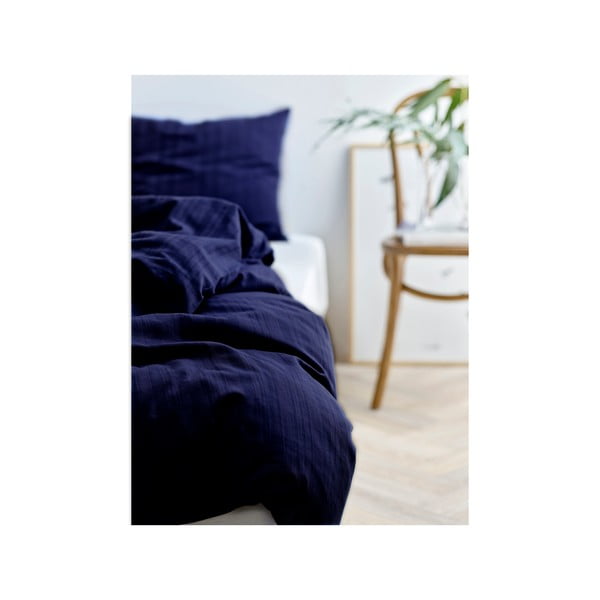 Tumši zila vienguļamā damasta gultas veļa 140x220 cm Noble – Södahl-image-1