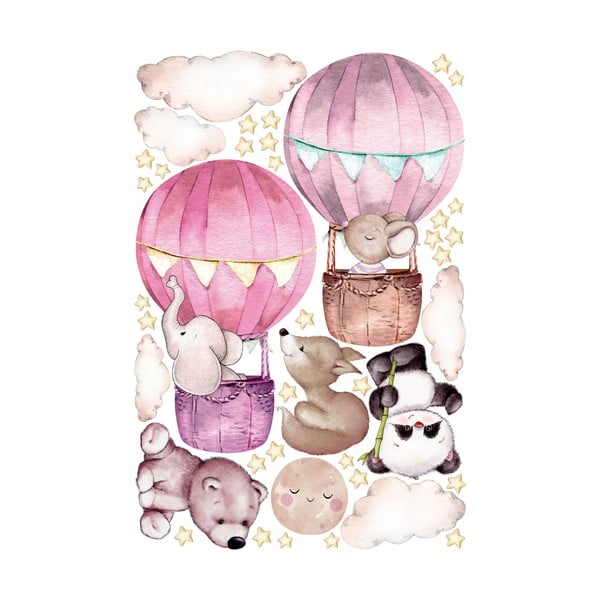 Rozā bērnu sienas uzlīmes Ambiance Balloons and Stars-image-2