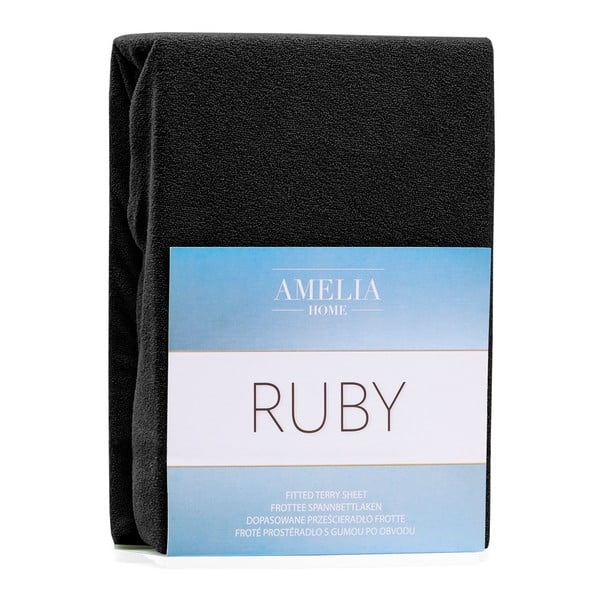 Melns frotē palags ar gumiju 240x220 cm Ruby – AmeliaHome-image-2