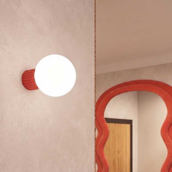 Sarkana griestu lampa no opāla stikla ø 12 cm Orbital – Sollux-image-1