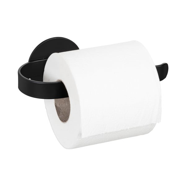 Matēti melns metāla pašlīmējošs tualetes papīra turētājs Bivio – Wenko