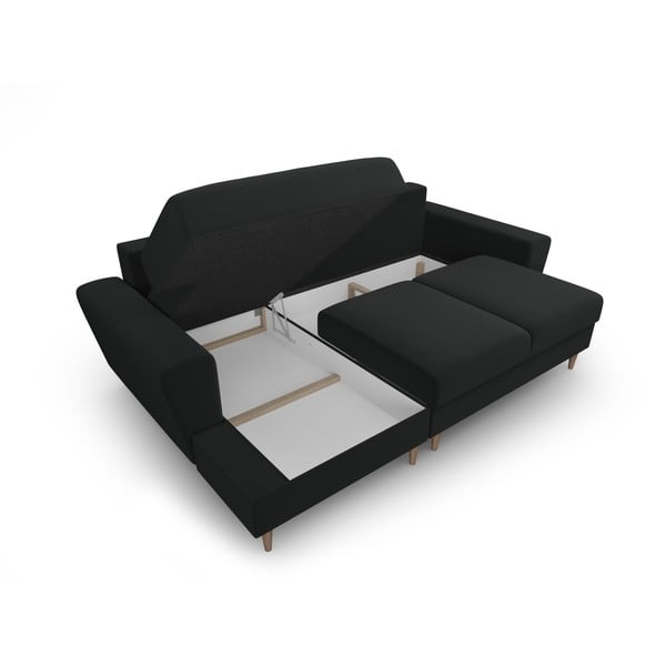 Melns samta salokāms stūra dīvāns ar uzglabāšanas vietu (ar kreiso stūri/ar zvilni) Kyoto – Cosmopolitan Design-image-3