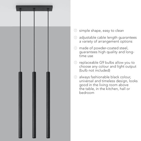 Melna griestu lampa Sollux Fideus, garums 30 cm-image-4