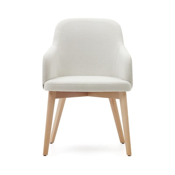 Krēmkrāsas polsterēts ēdamistabas krēsls ar roku balstiem Nelida – Kave Home-image-2
