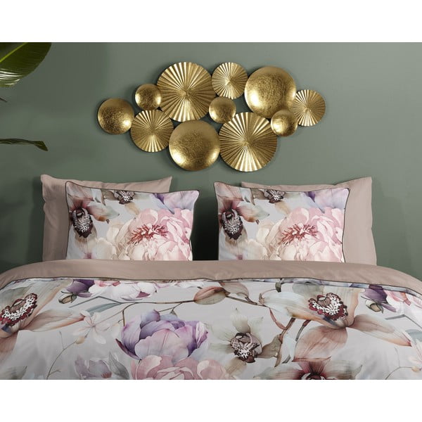 Pelēka/brūna vienguļamā gultas veļa no kokvilnas satīna 140x220 cm Colinda – Descanso-image-2