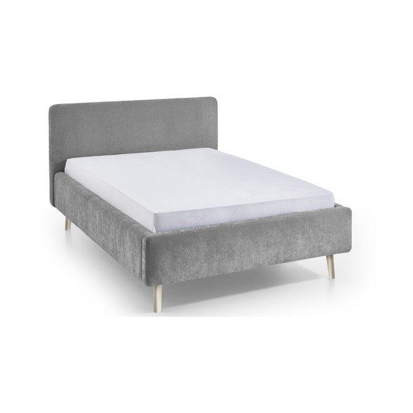 Pelēka polsterēta divvietīga gulta bez režģa 140x200 cm Mattis – Meise Möbel