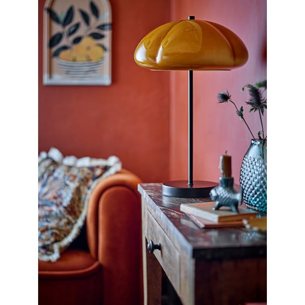Okera dzeltena galda lampa ar stikla abažūru (augstums 46,5 cm) Kinoko – Bloomingville-image-3