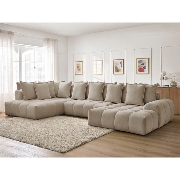 Pelēkbrūns salokāms/ar uzglabāšanas vietu stūra dīvāns no šenila auduma (ar kreiso stūri/U veida) Everest – Bobochic Paris-image-1