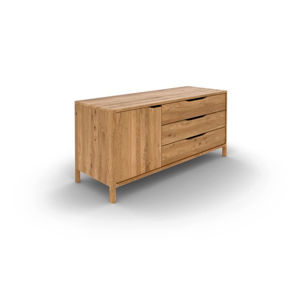 Dabīga toņa ozola masīvkoka zema kumode 140x64 cm Twig – The Beds-image-2