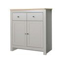 Pelēka/dabīga toņa zema kumode ar ozolkoka imitāciju 79x81 cm Emerald – Støraa