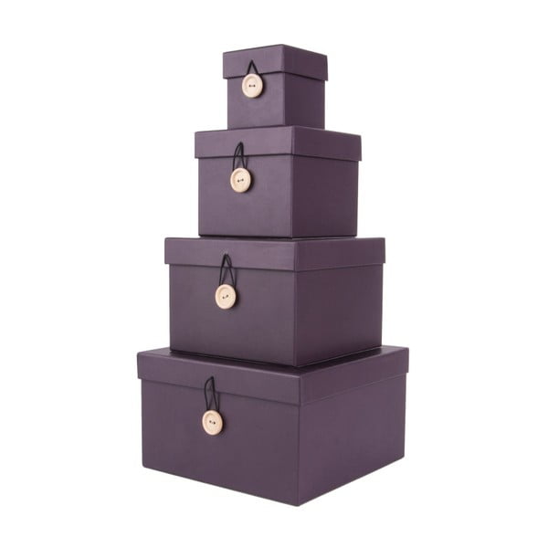 4 violetu uzglabāšanas kastu komplekts ar vāku PT LIVING Uniform
