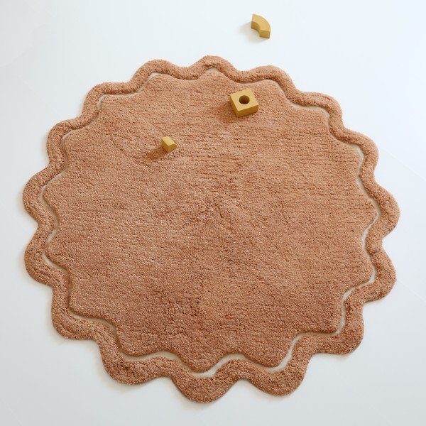 Ķieģeļu sarkans mazgājams/ar rokām darināts kokvilnas apaļš paklājs ø 110 cm Sweet April Toffee – Nattiot-image-2