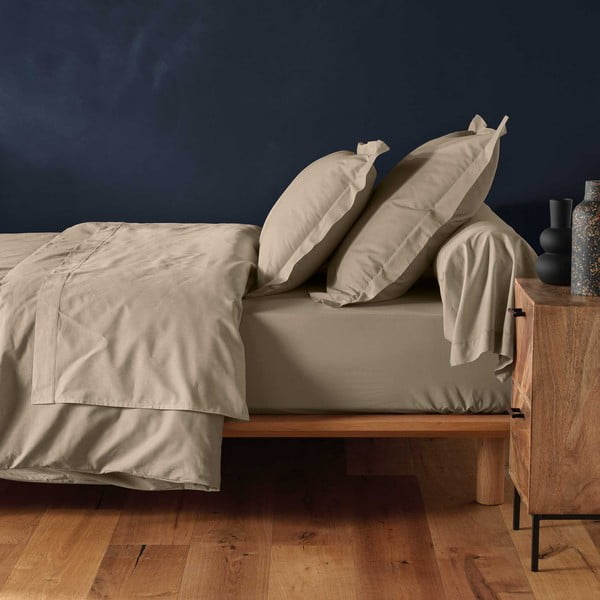 Gaiši brūns kokvilnas palags ar gumiju 180x200 cm Lina – douceur d'intérieur-image-1