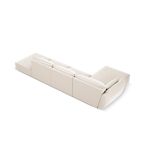 Bēšs samta stūra dīvāns (ar kreiso stūri/ar zvilni) Vanda – Mazzini Sofas-image-3