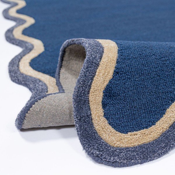 Tumši zils ar rokām darināts paklājs no vilnas maisījuma 160x230 cm Rivo Wool – Flair Rugs-image-2