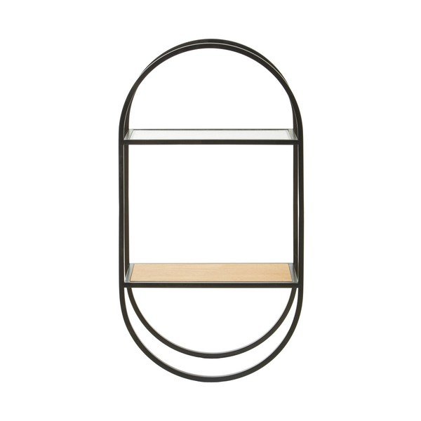 Melns/dabīga toņa daudzlīmeņu metāla sienas plaukts 35 cm Mataram – Premier Housewares-image-3